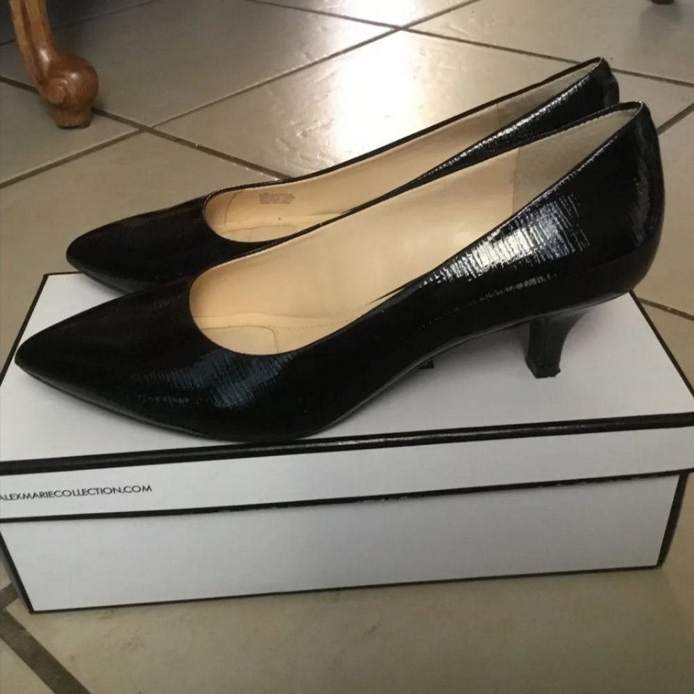 black heeled shoes with pointed toes